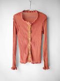 SS2009 ISSEY MIYAKE ME CRUSHED PLEATS ORANGE GRADIENT LS SHIRT
