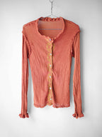 SS2009 ISSEY MIYAKE ME CRUSHED PLEATS ORANGE GRADIENT LS SHIRT