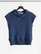 SS2010 ISSEY MIYAKE PLEATS NAVY "MAIN LINE" 3D WRINKLE TEXTURED TANK TOP