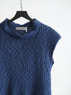 SS2010 ISSEY MIYAKE PLEATS NAVY "MAIN LINE" 3D WRINKLE TEXTURED TANK TOP