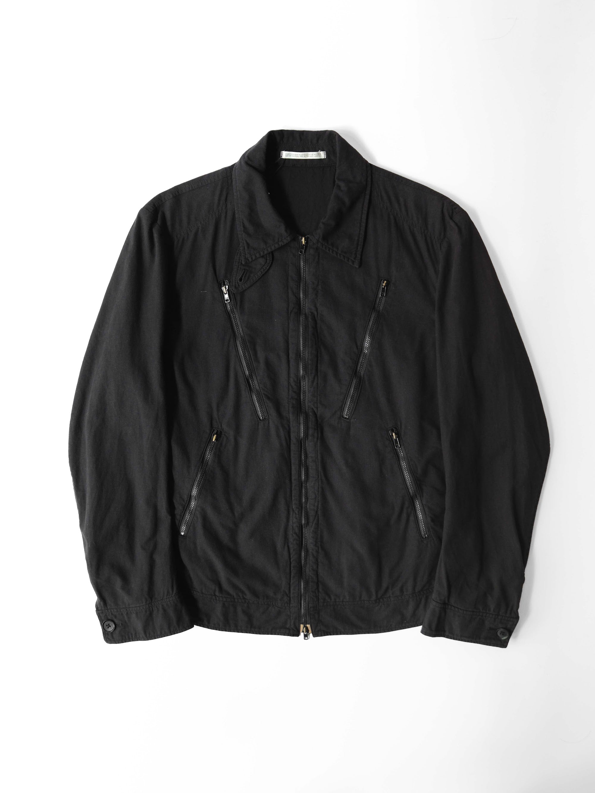 SS2010 YOHJI YAMAMOTO POUR HOMME BLACK DYED COTTON ZIP POCKET BLOUSON BLACK 2 JACKET
