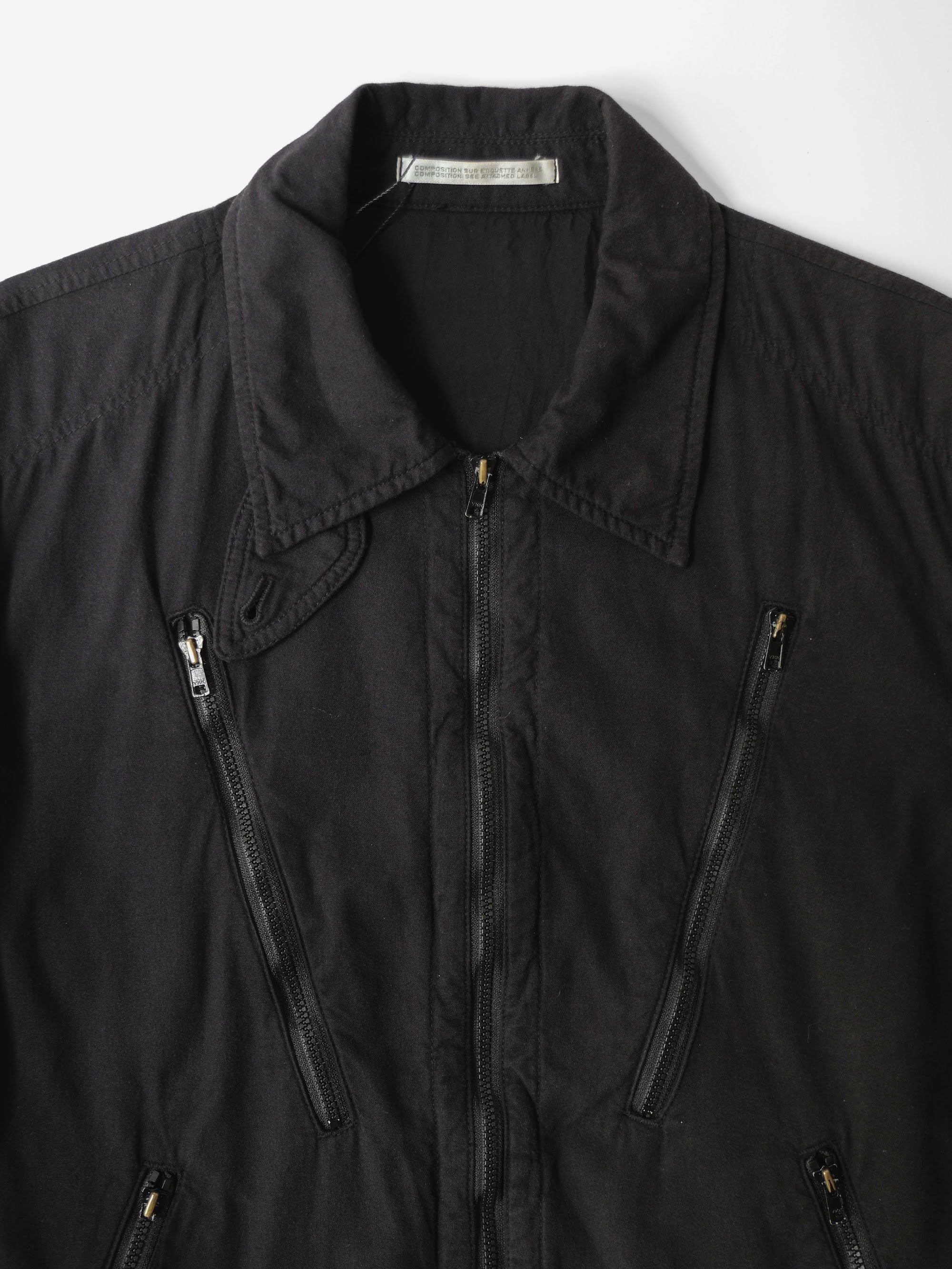 SS2010 YOHJI YAMAMOTO POUR HOMME BLACK DYED COTTON ZIP POCKET BLOUSON BLACK 2 JACKET