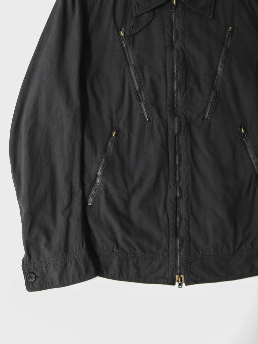 SS2010 YOHJI YAMAMOTO POUR HOMME BLACK DYED COTTON ZIP POCKET BLOUSON BLACK 2 JACKET