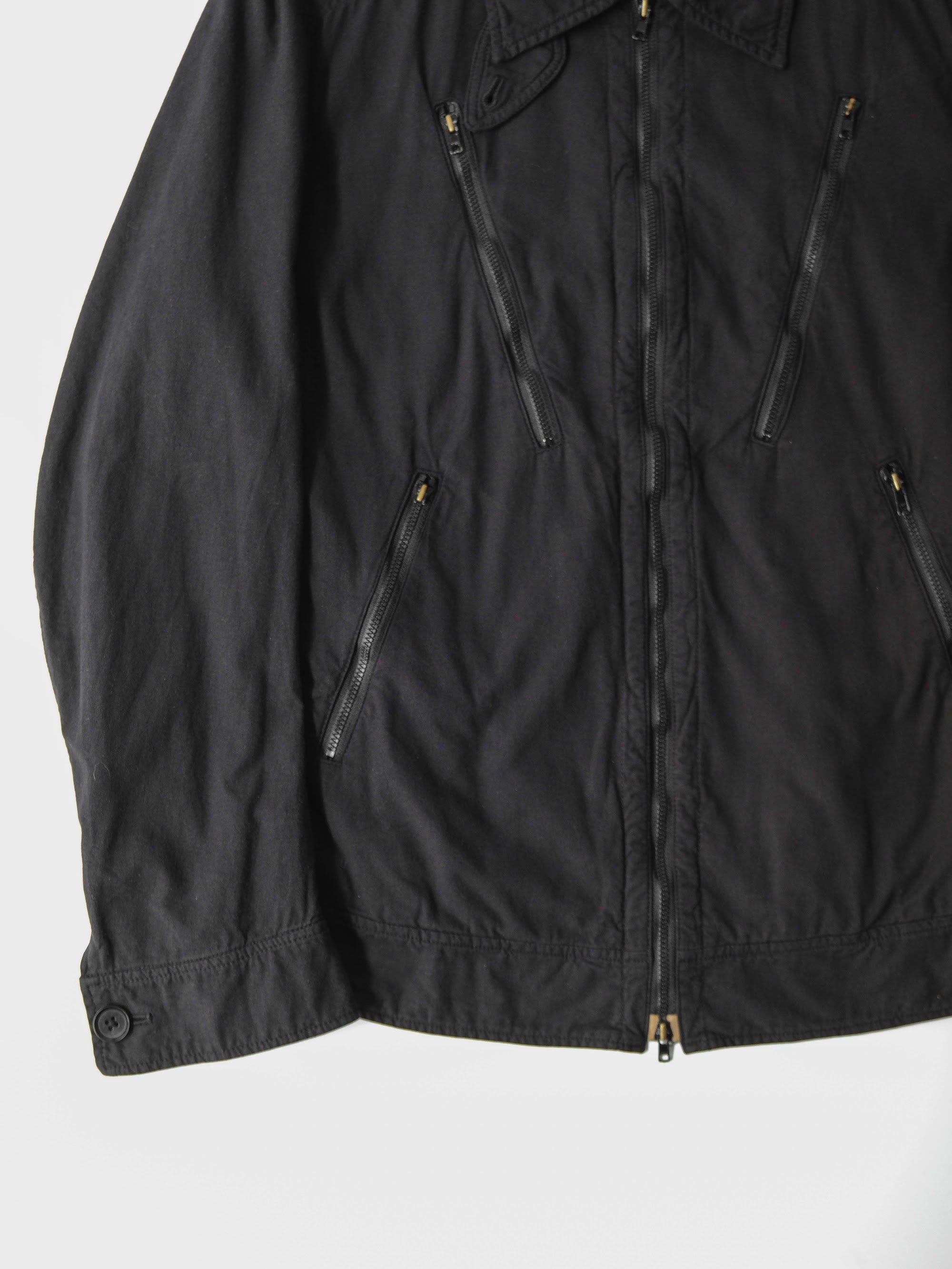 SS2010 YOHJI YAMAMOTO POUR HOMME BLACK DYED COTTON ZIP POCKET BLOUSON BLACK 2 JACKET