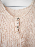 SS2011 ISSEY MIYAKE ME CRUSHED PLEATS BEIGE HENLEY T-SHIRT