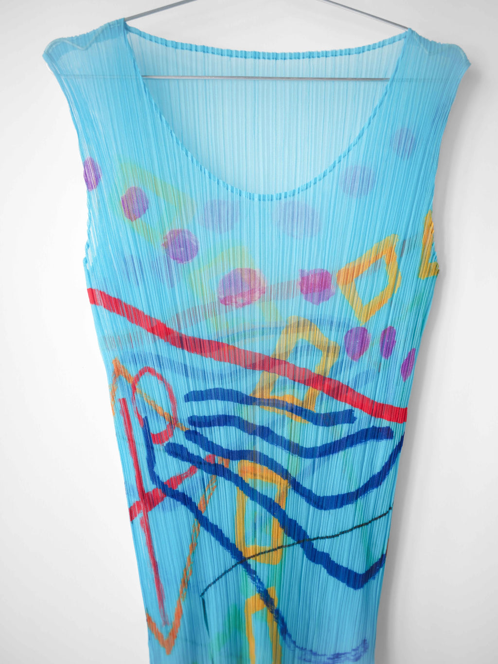 SS2011 ISSEY MIYAKE PLEATSPLEASE PLEATED BLUE ABSTRACT PRINT TANK TOP