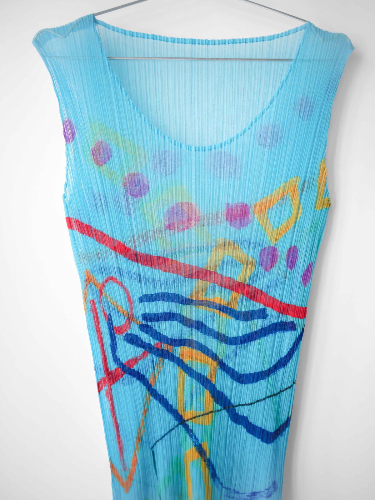 SS2011 ISSEY MIYAKE PLEATSPLEASE PLEATED BLUE ABSTRACT PRINT TANK TOP
