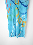 SS2011 ISSEY MIYAKE PLEATSPLEASE PLEATED BLUE ABSTRACT PRINT TANK TOP