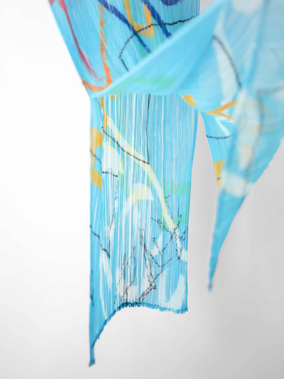 SS2011 ISSEY MIYAKE PLEATSPLEASE PLEATED BLUE ABSTRACT PRINT TANK TOP