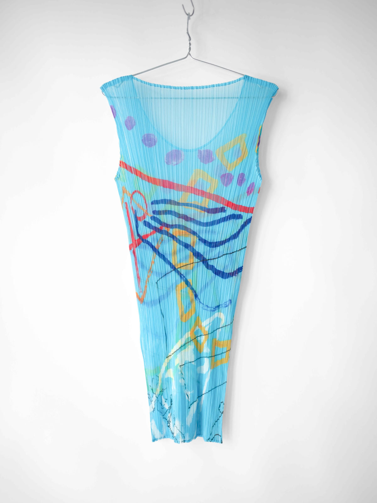 SS2011 ISSEY MIYAKE PLEATSPLEASE PLEATED BLUE ABSTRACT PRINT TANK TOP