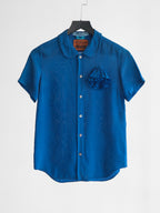SS2013 CDG FLORAL NAVY JUNYA WATANABE DENIM SS SHIRT