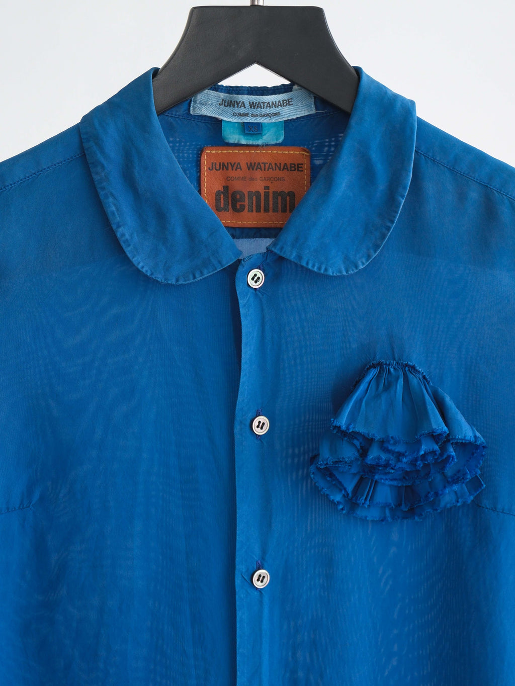 SS2013 CDG FLORAL NAVY JUNYA WATANABE DENIM SS SHIRT