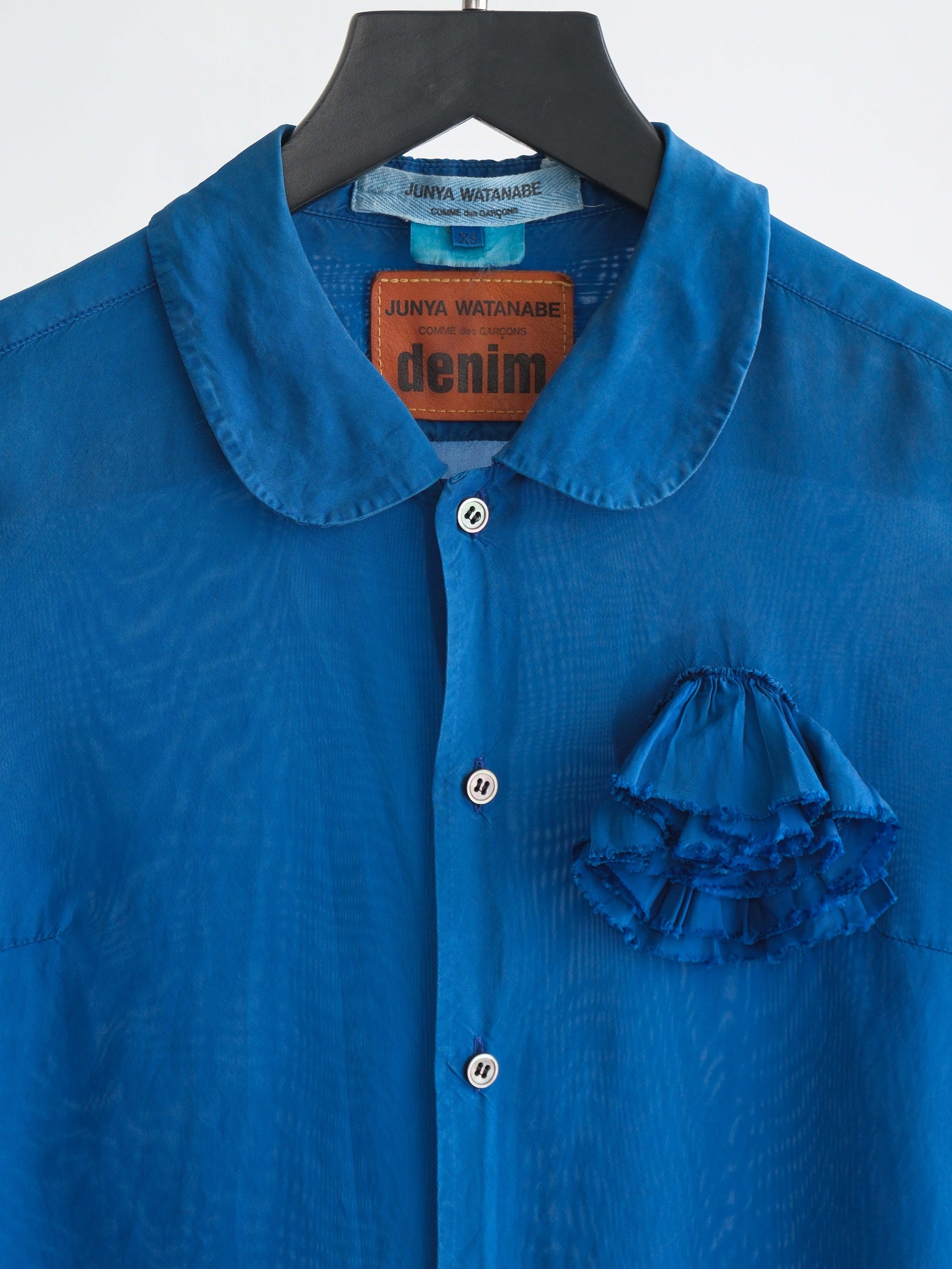 SS2013 CDG FLORAL NAVY JUNYA WATANABE DENIM SS SHIRT
