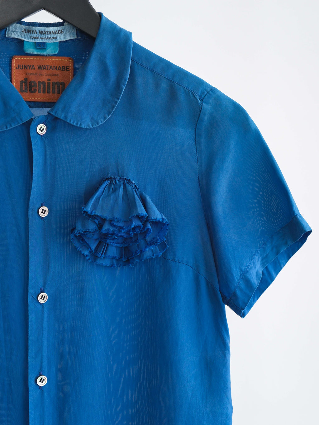 SS2013 CDG FLORAL NAVY JUNYA WATANABE DENIM SS SHIRT