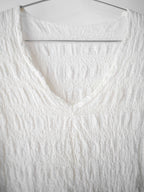 SS2013 ISSEY MIYAKE ME CRUSHED PLEATS WHITE V-NECK T-SHIRT
