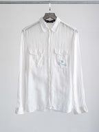 STONE ISLAND WHITE POCKET LS SHIRT