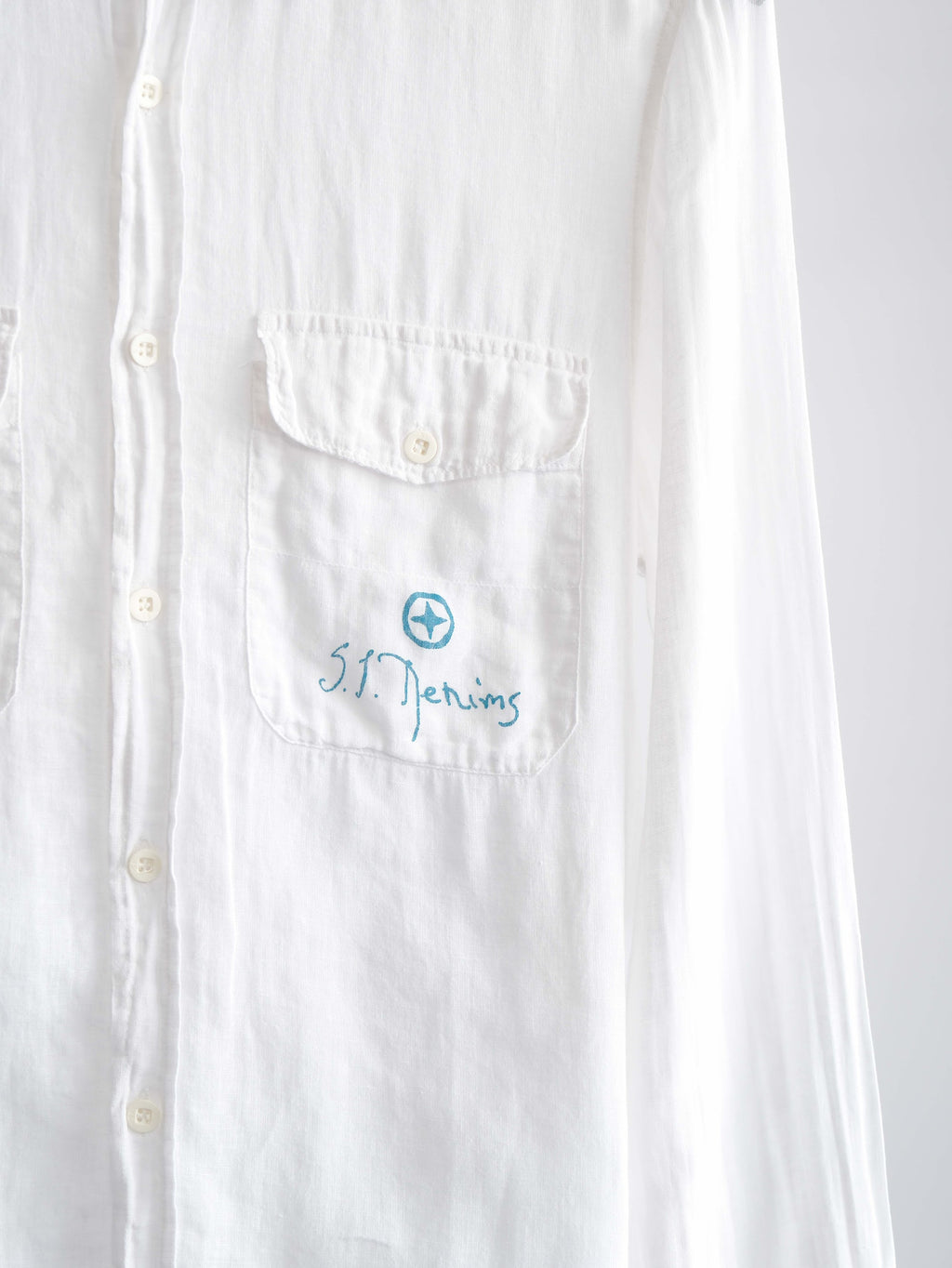 STONE ISLAND WHITE POCKET LS SHIRT