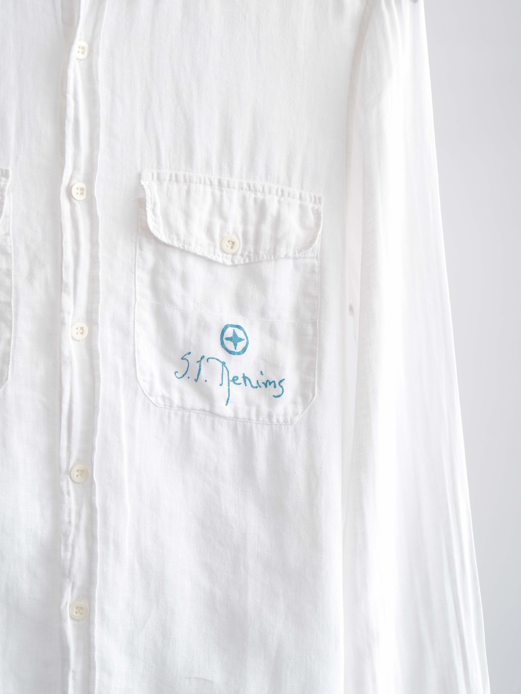 STONE ISLAND WHITE POCKET LS SHIRT