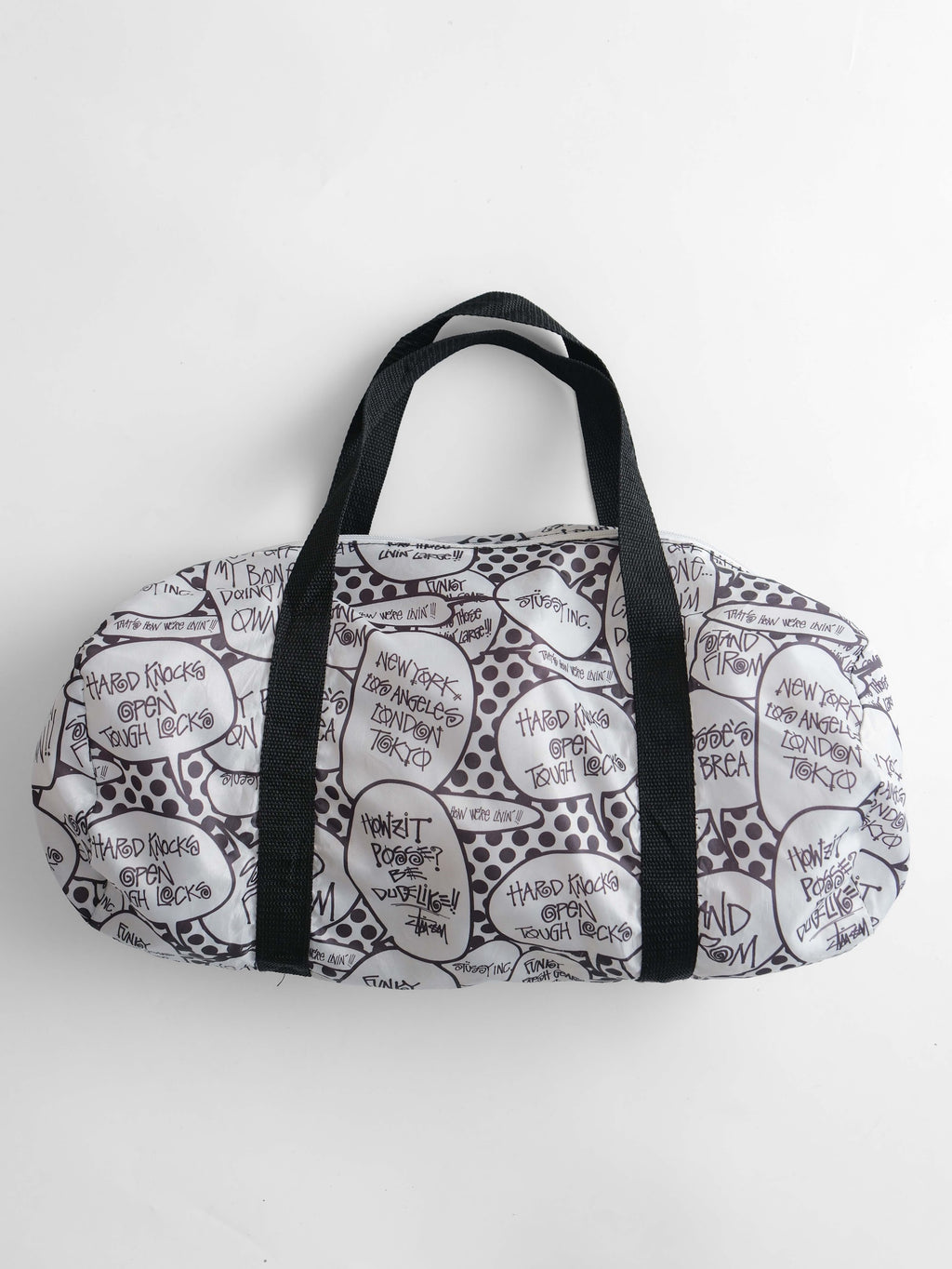 STUSSY WHITE NYLON/ DUFFEL BAG