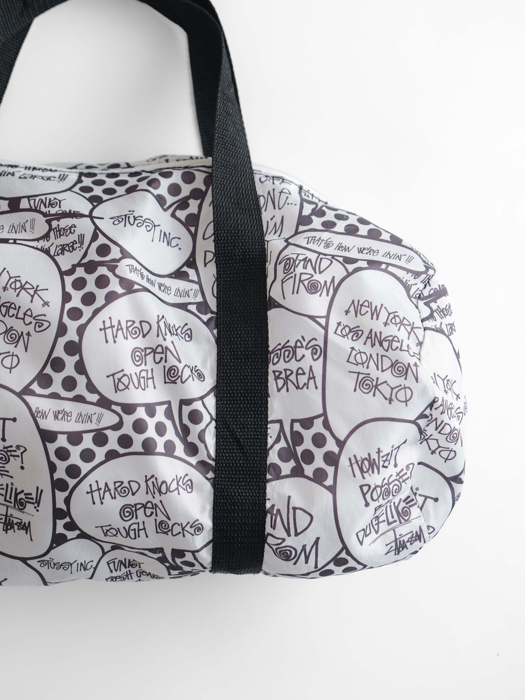 STUSSY WHITE NYLON/ DUFFEL BAG