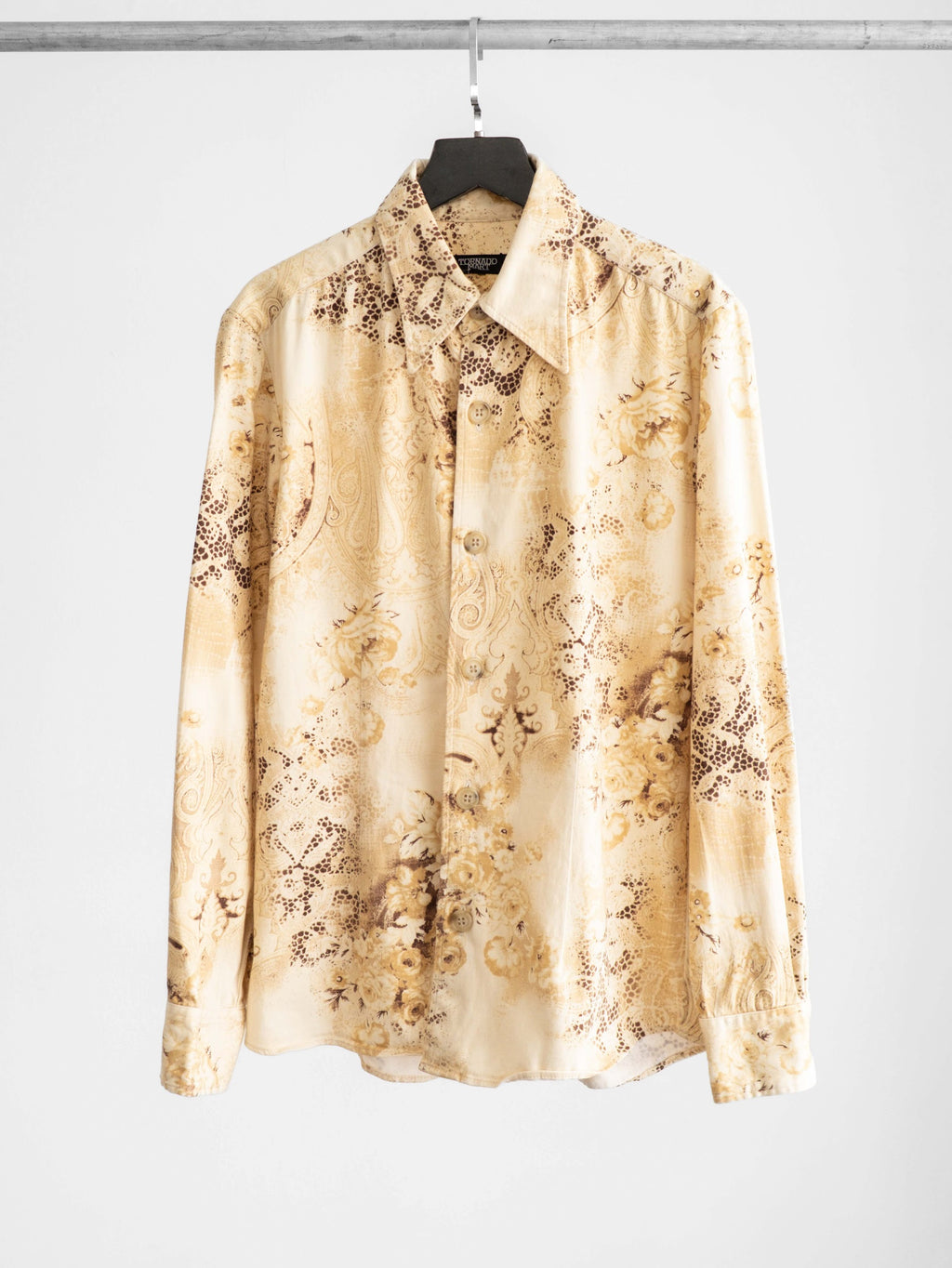 TORNADO MART FLORAL BEIGE FULL PRINT LS SHIRT