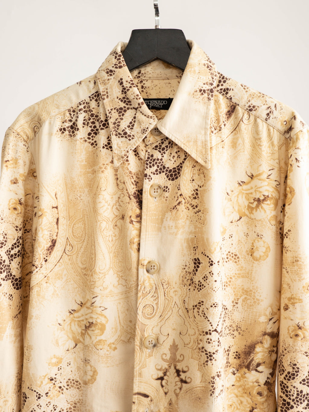 TORNADO MART FLORAL BEIGE FULL PRINT LS SHIRT