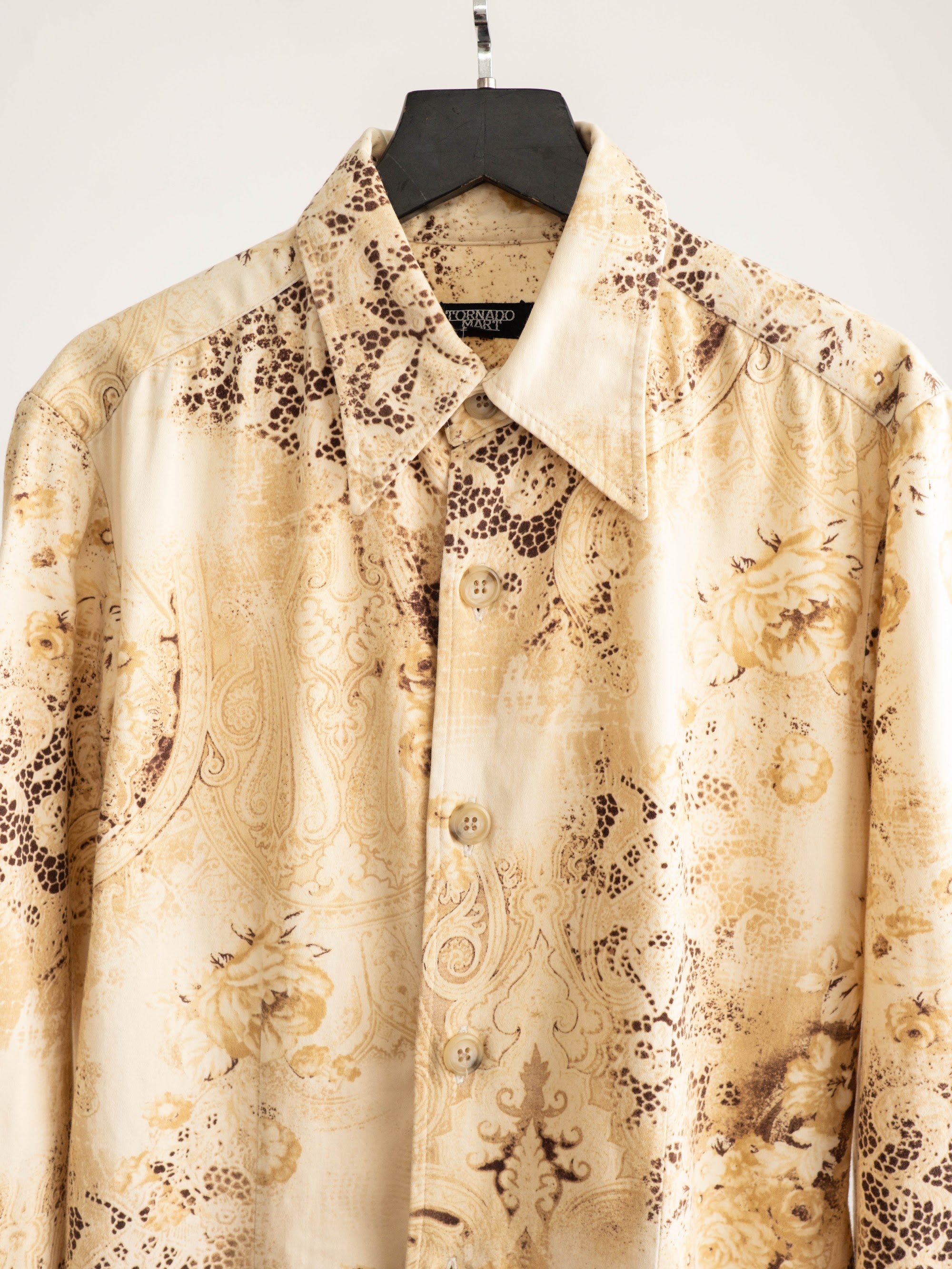TORNADO MART FLORAL BEIGE FULL PRINT LS SHIRT
