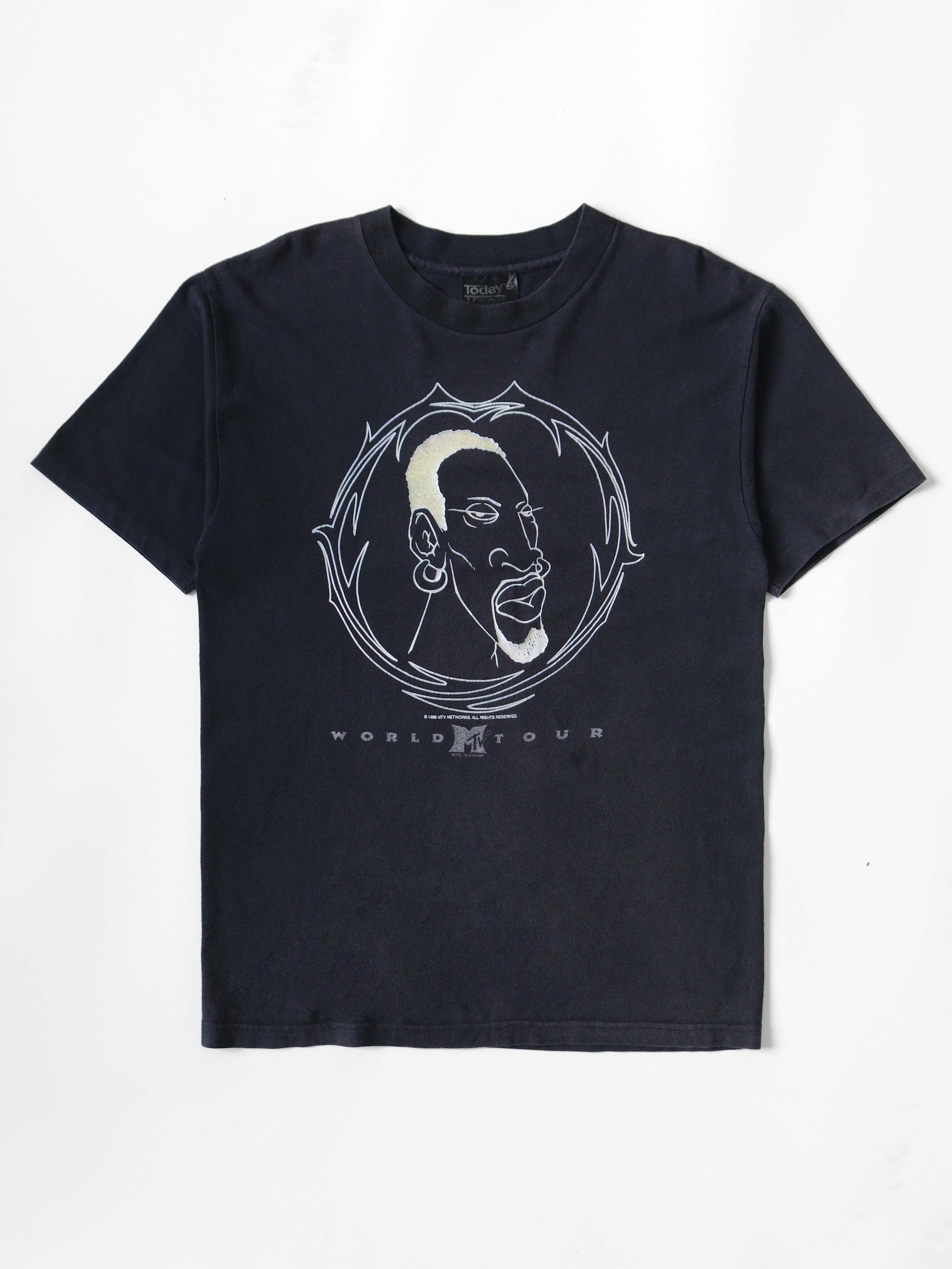 VINTAGE BLACK DENNIS RODMAN MYV WORLD TOUR PROMO T-SHIRT