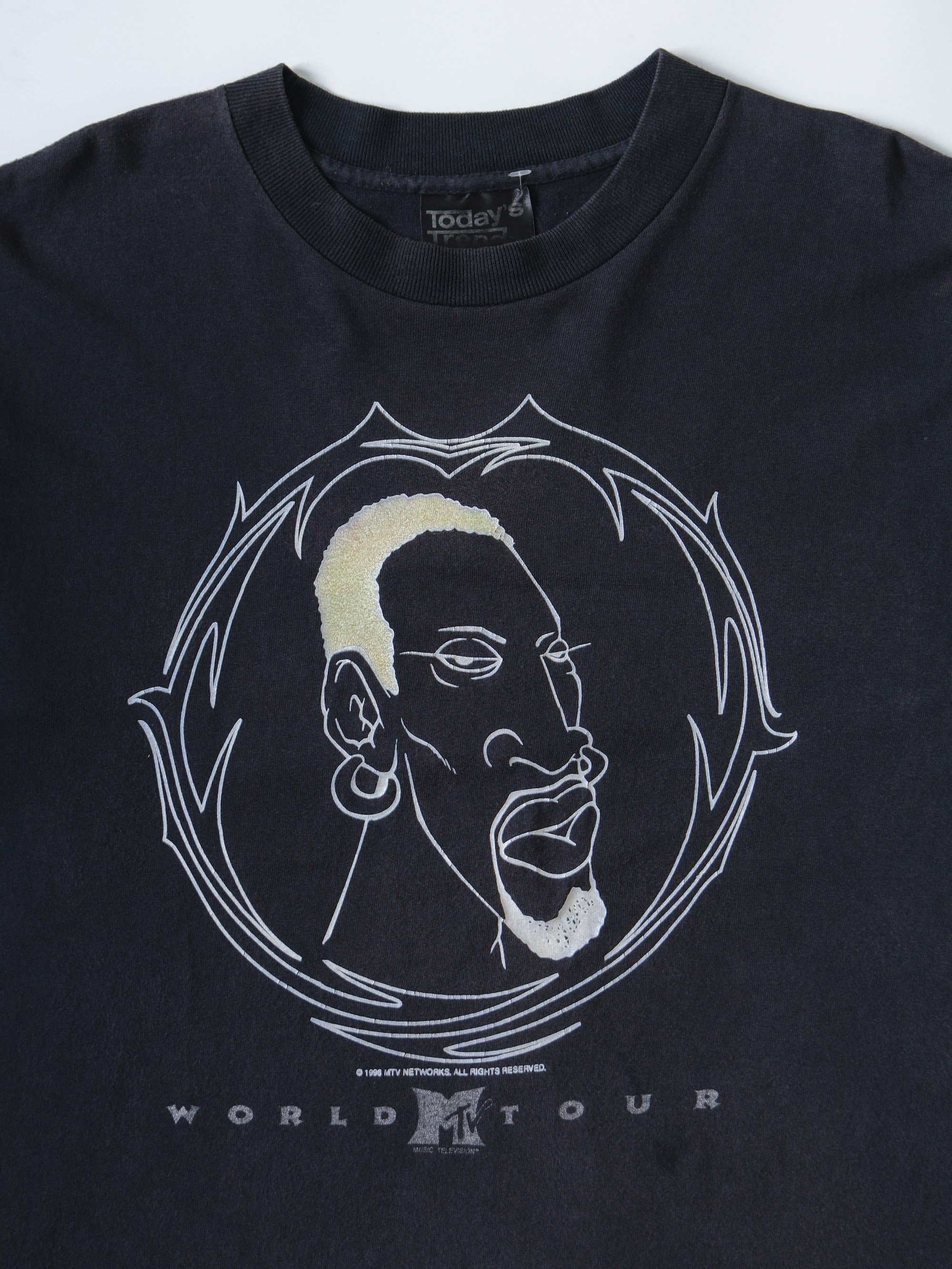VINTAGE BLACK DENNIS RODMAN MYV WORLD TOUR PROMO T-SHIRT