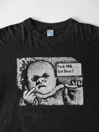 VINTAGE BLACK " FUCK MILK...GOT BEER? "  T-SHIRT