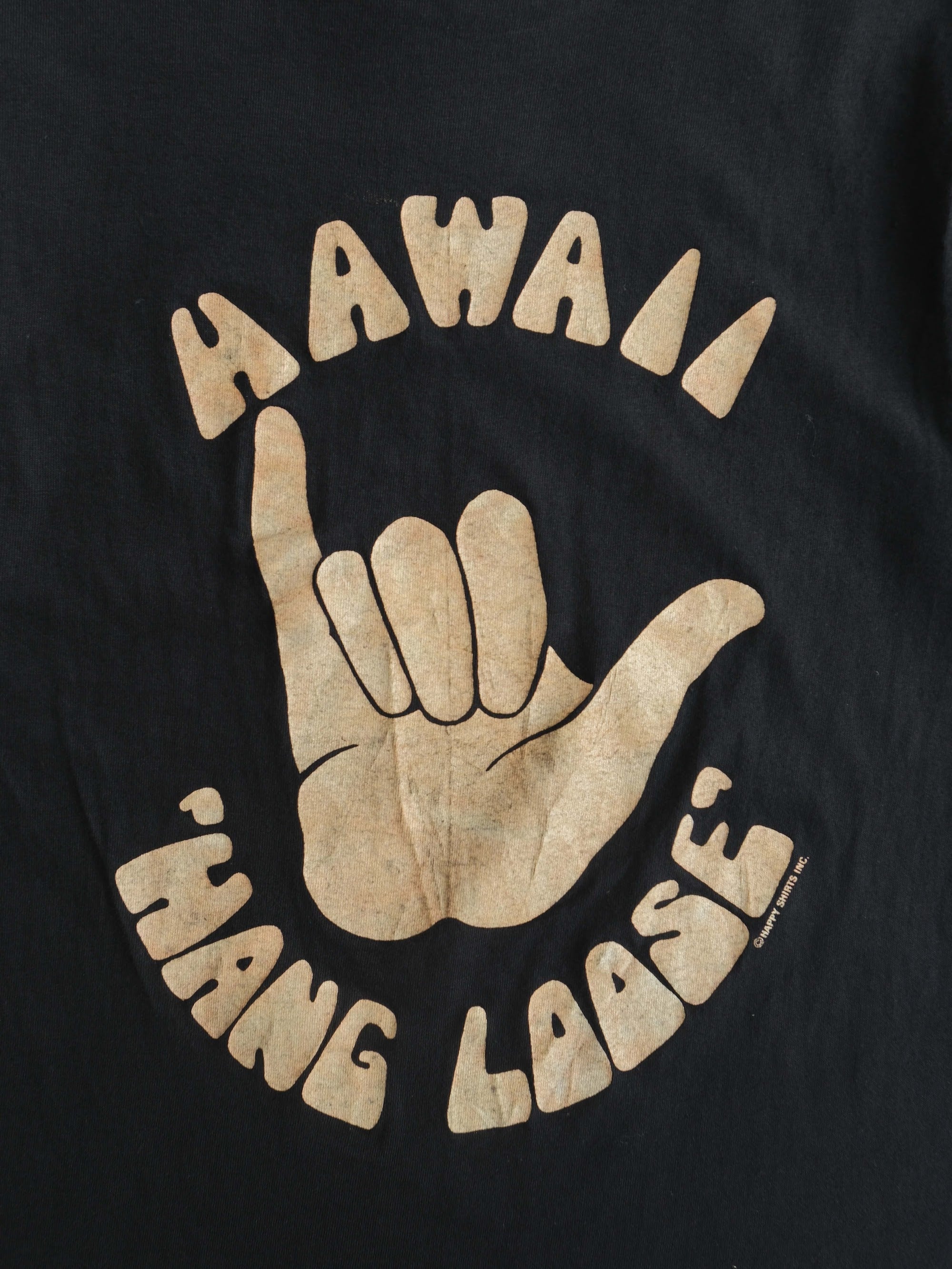 VINTAGE BLACK HAWAII 'HANG LOOSE' T-SHIRT
