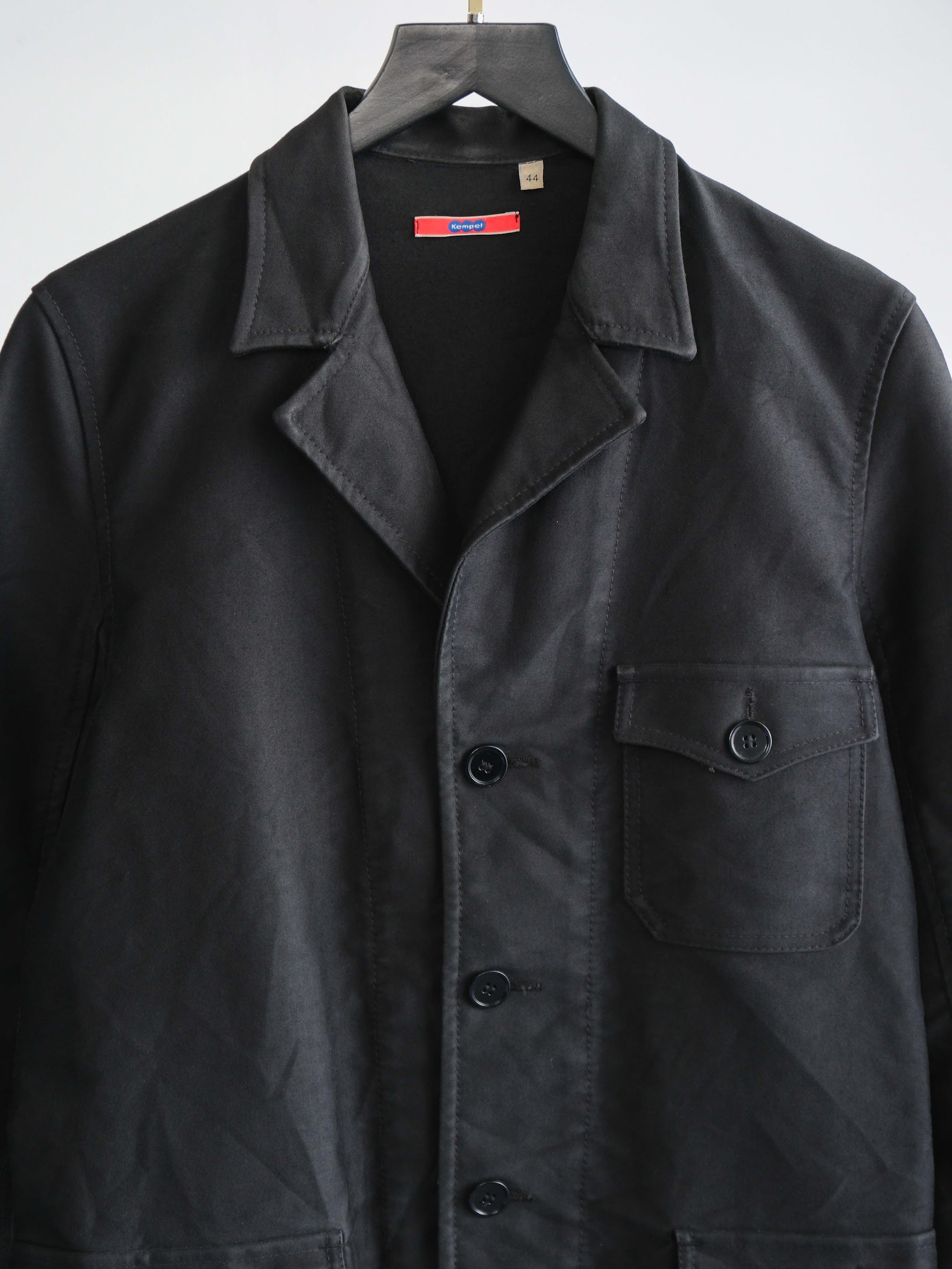 VINTAGE BLACK KEMPEL GERMANY MOLE SKIN JACKET