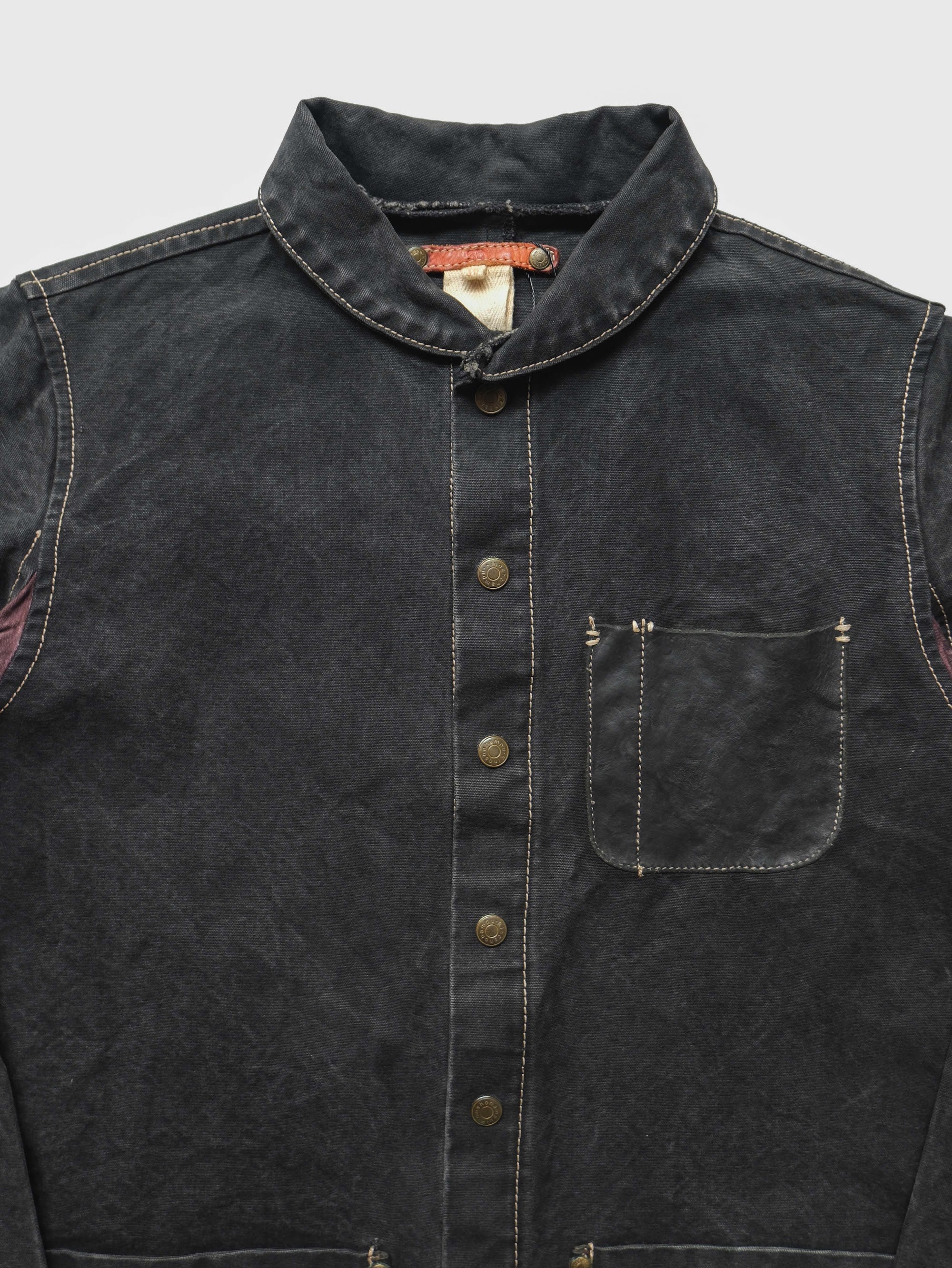 VINTAGE BLACK " KINOSHO HAMPU " CANVAS CHORE JACKET