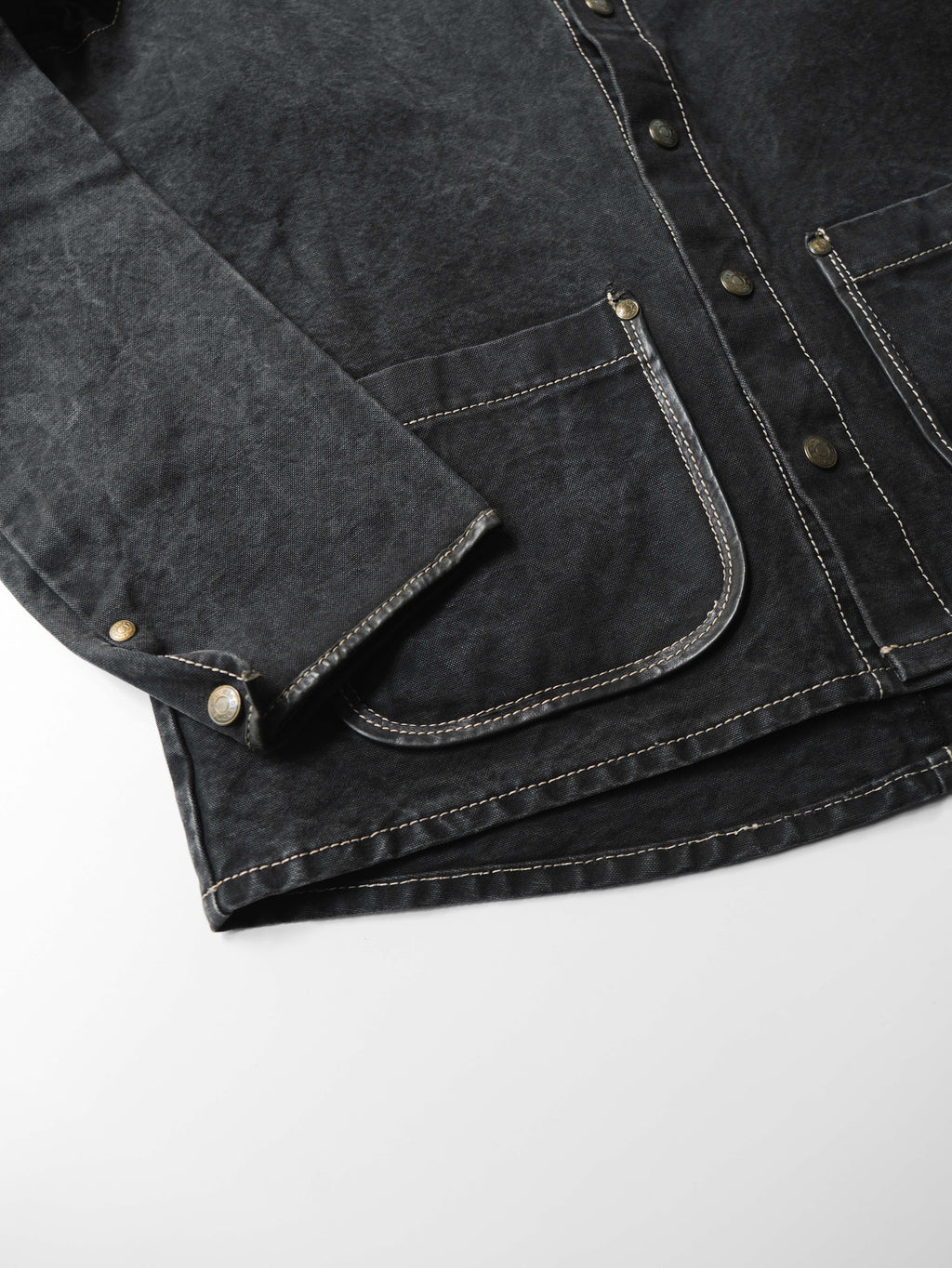 VINTAGE BLACK " KINOSHO HAMPU " CANVAS CHORE JACKET