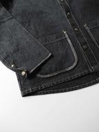 VINTAGE BLACK " KINOSHO HAMPU " CANVAS CHORE JACKET