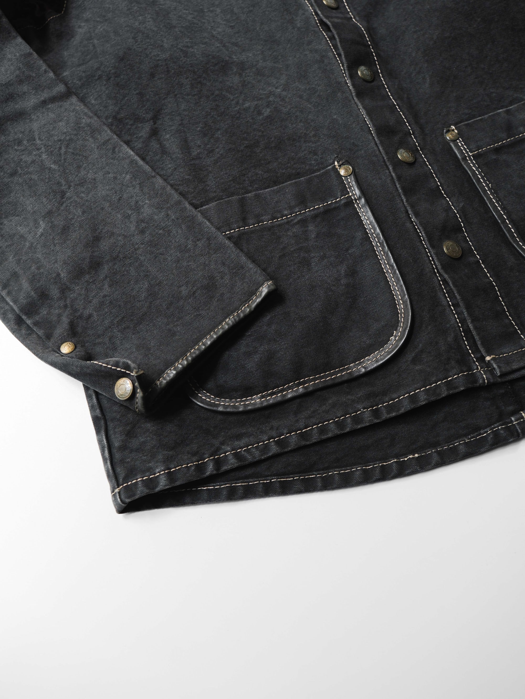 VINTAGE BLACK " KINOSHO HAMPU " CANVAS CHORE JACKET