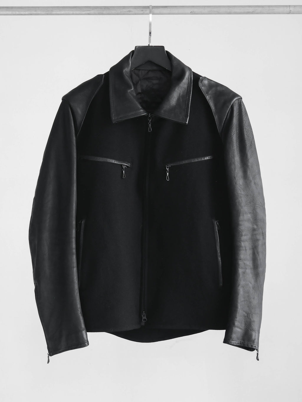 VINTAGE BLACK KIRYUYRIK WOOL/LEATHER JACKET