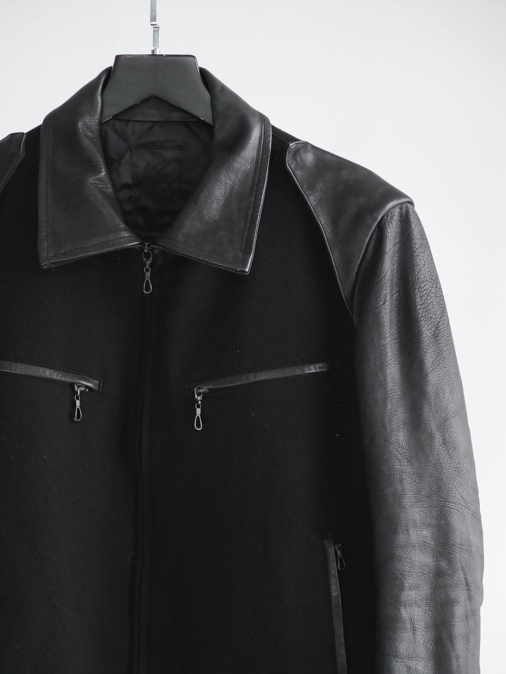 VINTAGE BLACK KIRYUYRIK WOOL/LEATHER JACKET