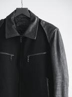 VINTAGE BLACK KIRYUYRIK WOOL/LEATHER JACKET
