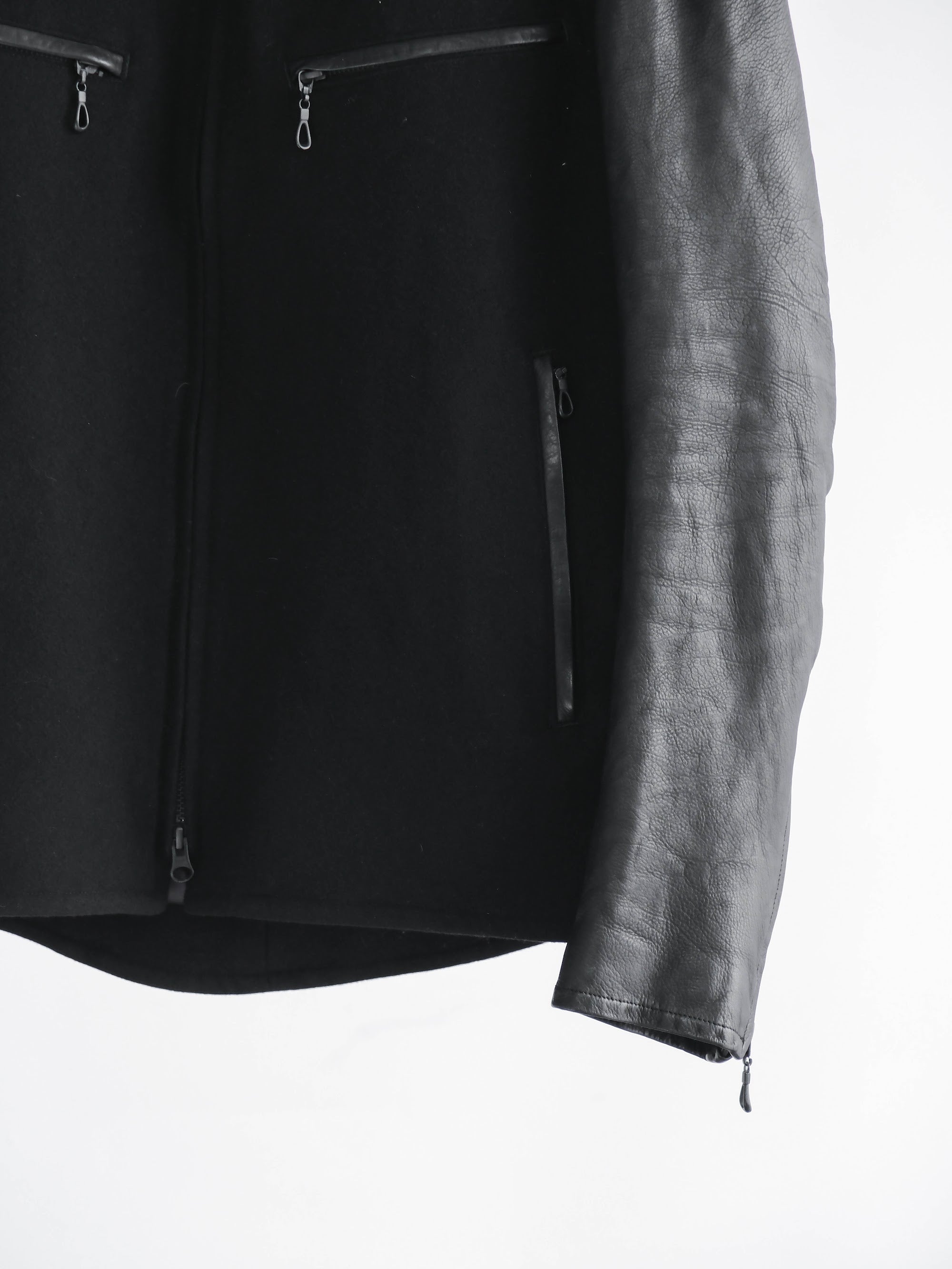 VINTAGE BLACK KIRYUYRIK WOOL/LEATHER JACKET
