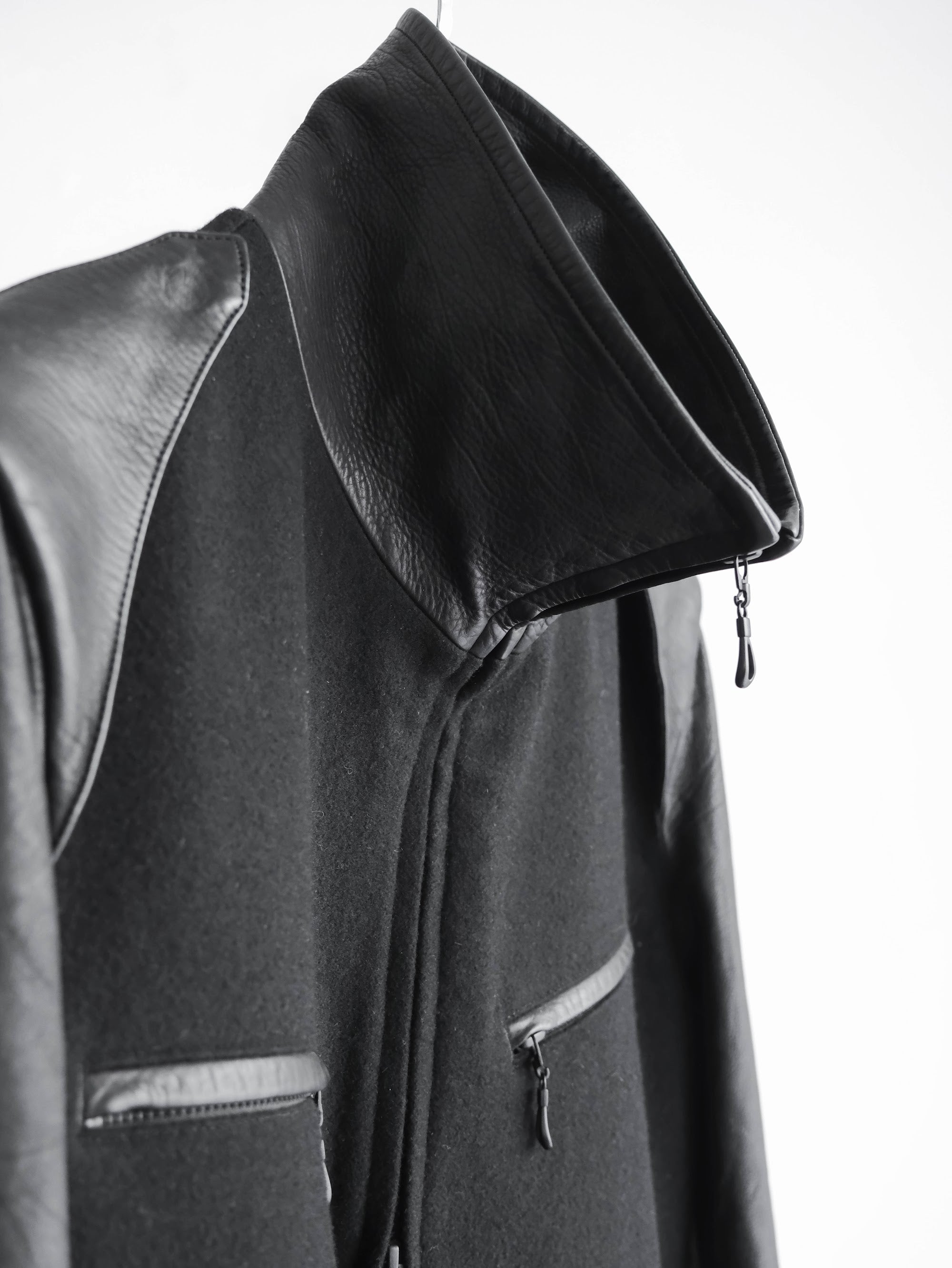 VINTAGE BLACK KIRYUYRIK WOOL/LEATHER JACKET