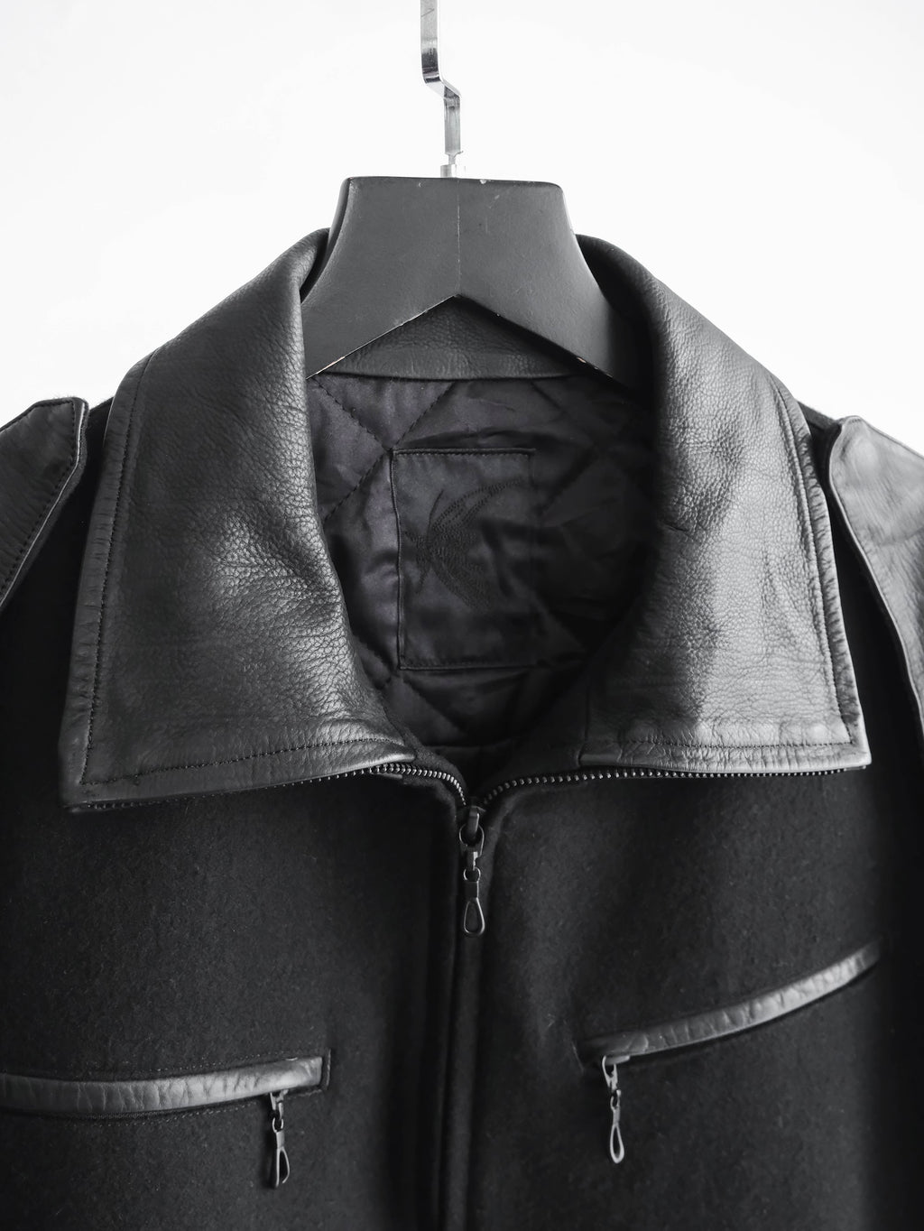VINTAGE BLACK KIRYUYRIK WOOL/LEATHER JACKET