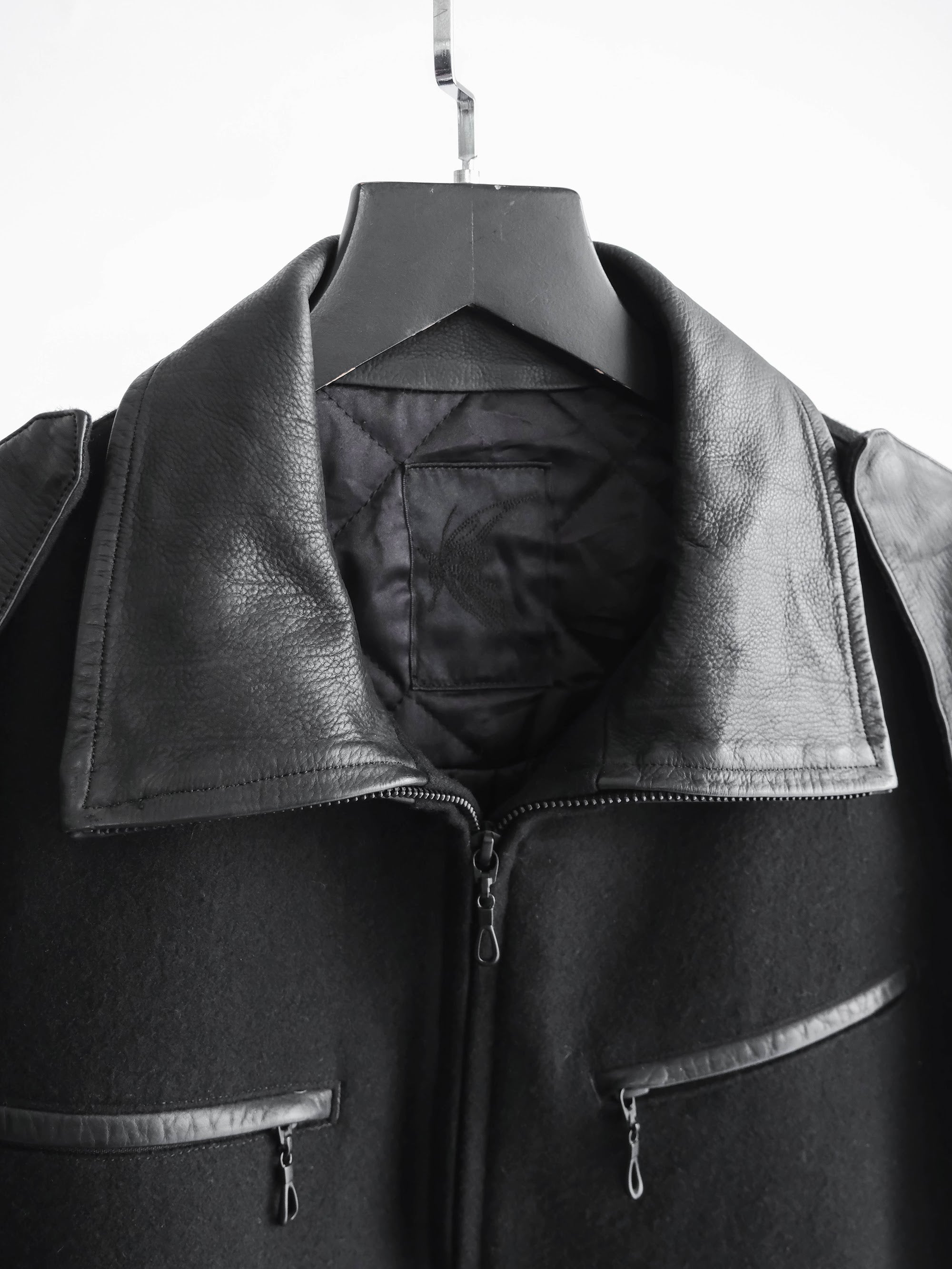 VINTAGE BLACK KIRYUYRIK WOOL/LEATHER JACKET