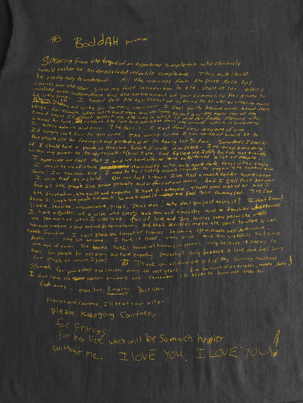 VINTAGE BLACK KURT COBAIN "SUICIDE NOTE" T-SHIRT