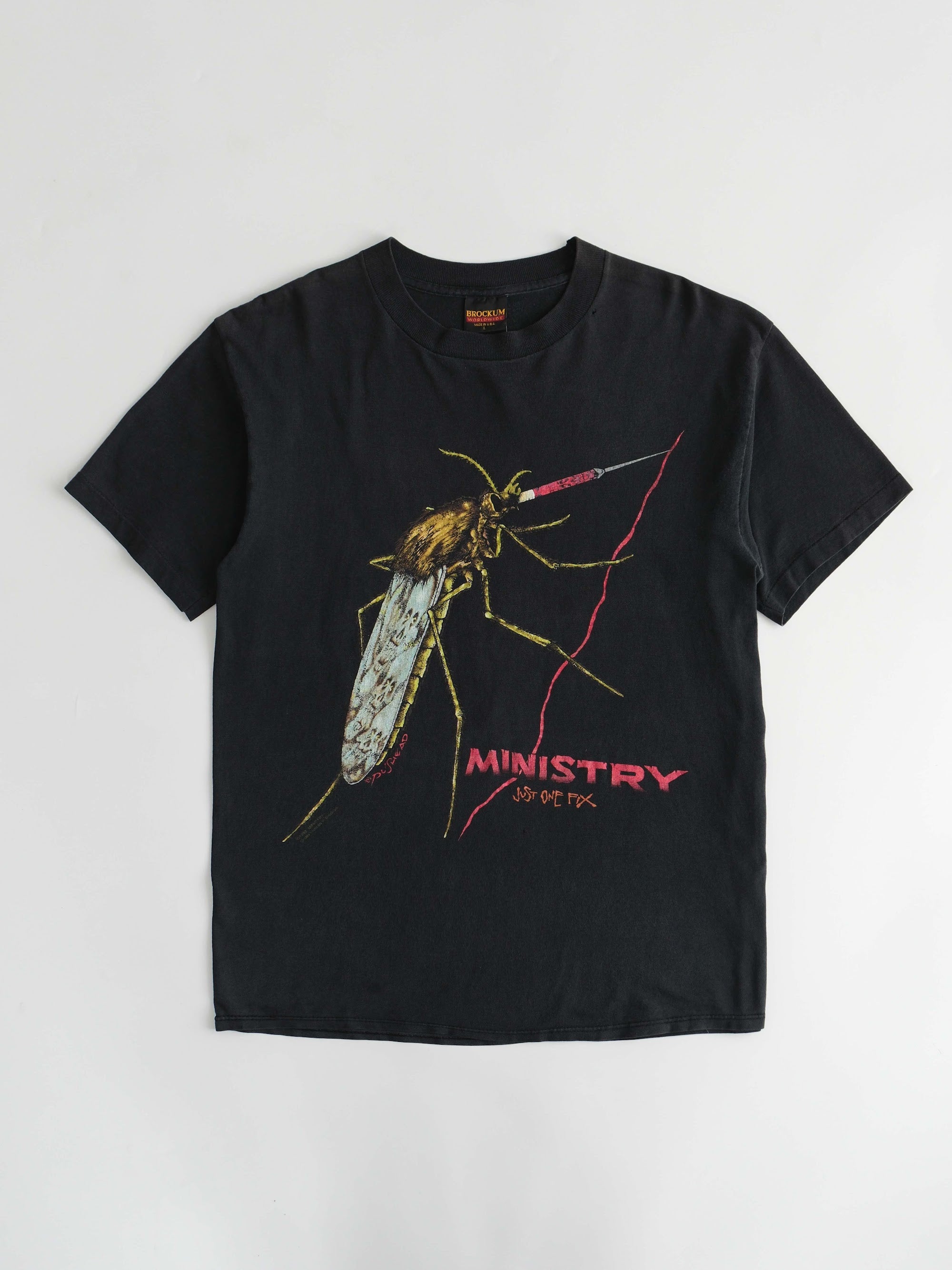 VINTAGE BLACK MINISTRY "JUST ONE FIX" T-SHIRT