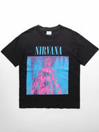 VINTAGE BLACK NIRVANA "SILVER" ROCK SINGLE T-SHIRT