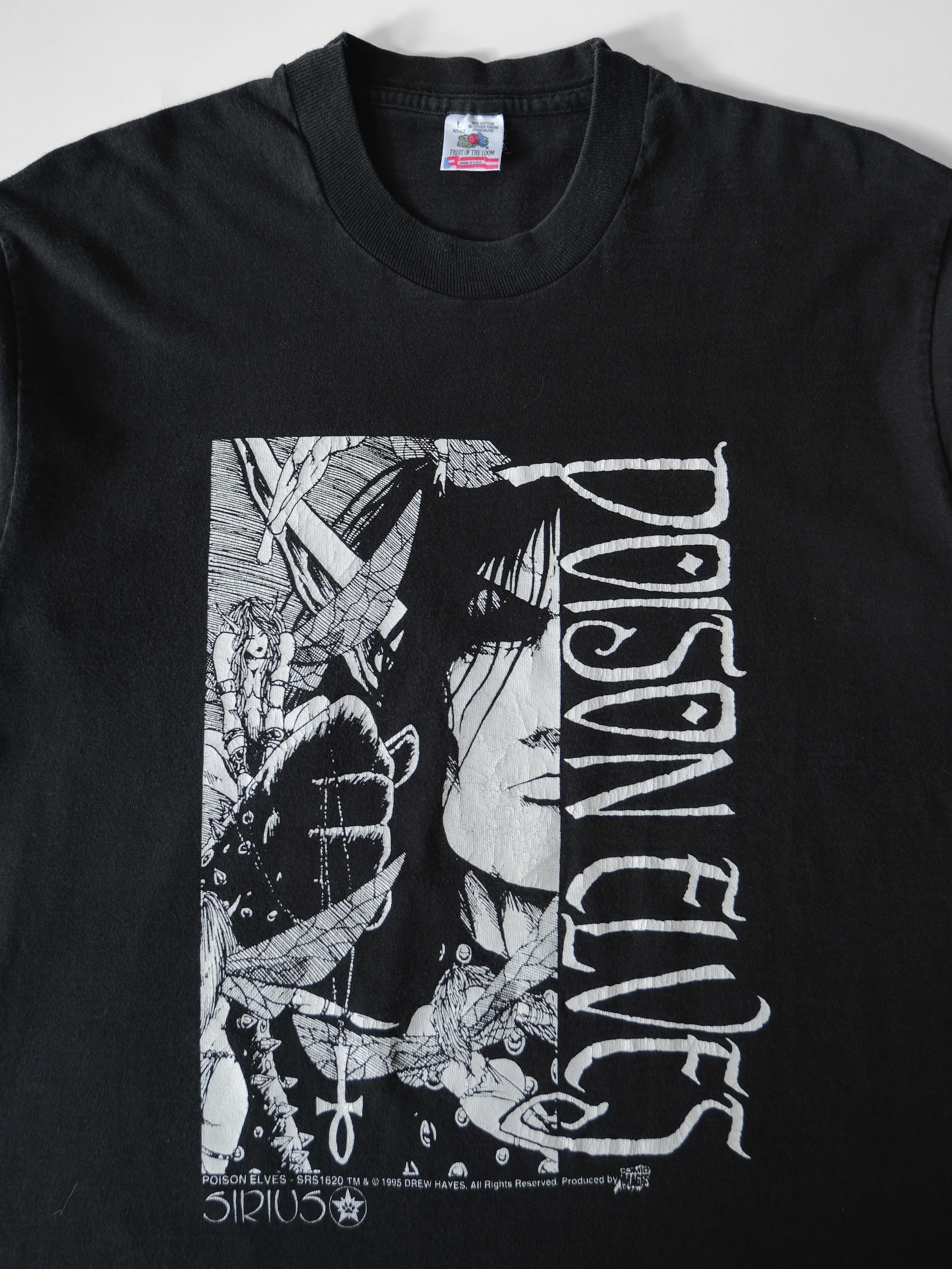 VINTAGE BLACK " POISON ELVES " COMIC PROMO T-SHIRT