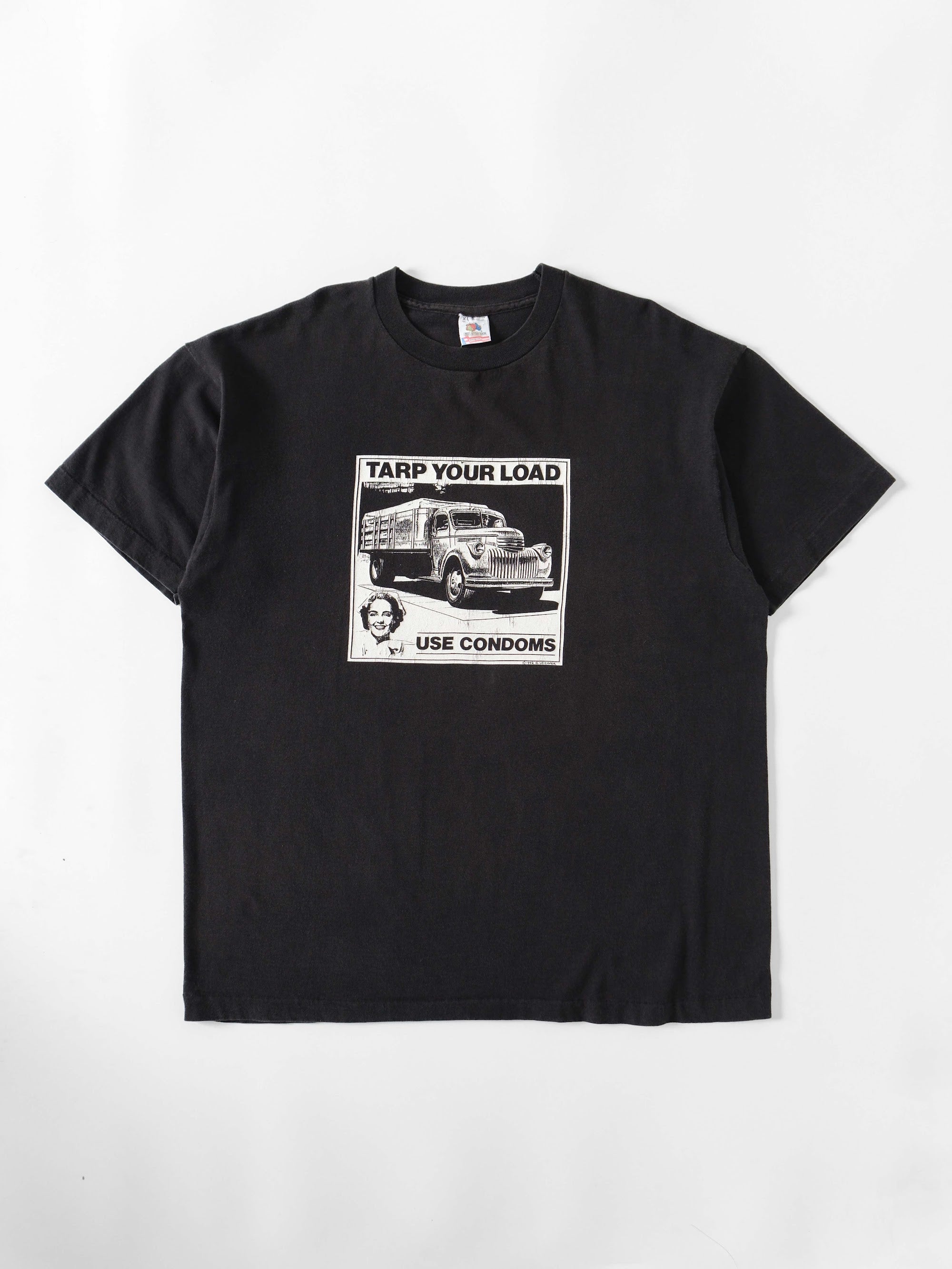 VINTAGE BLACK USE CONDOMS AD T-SHIRT