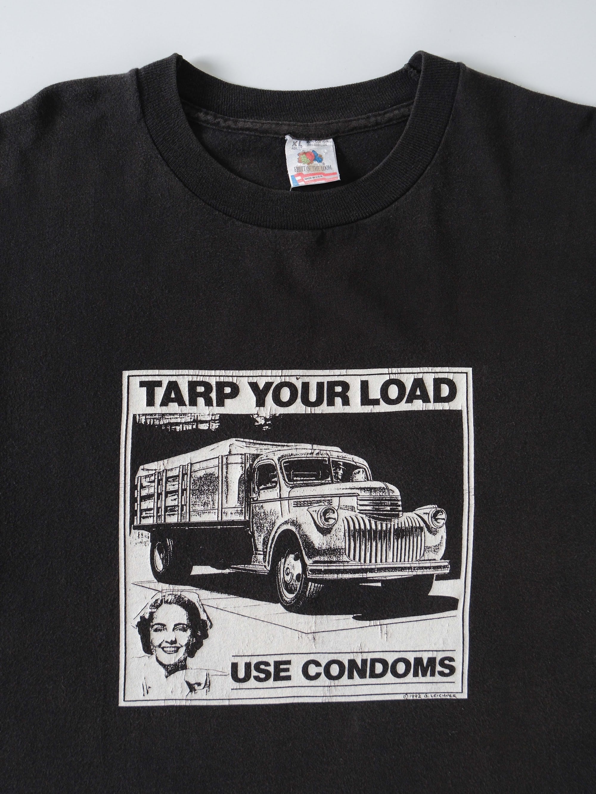 VINTAGE BLACK USE CONDOMS AD T-SHIRT