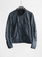 VINTAGE BLACK "VOWEL" BIKER LEATHER JACKET